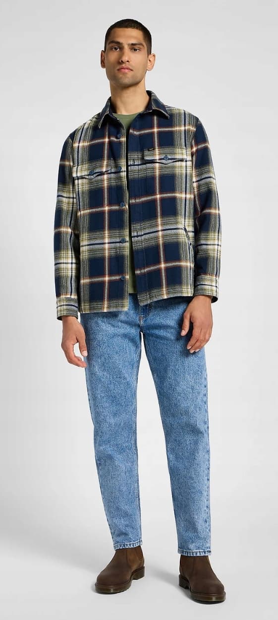 Lee FLAP POCKET OVERSHIRT Mørkblå BOMULDSKJORTE TERNET KATANA JAKKE L