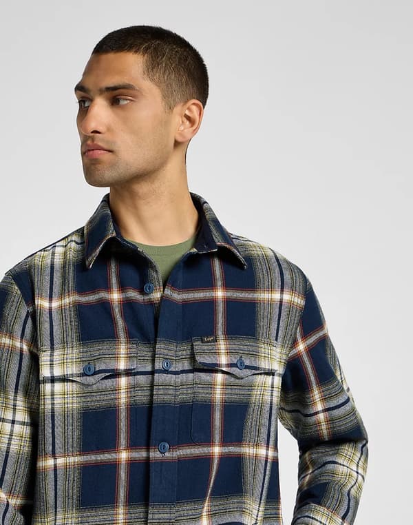 Lee FLAP POCKET OVERSHIRT Mørkblå BOMULDSKJORTE TERNET KATANA JAKKE L