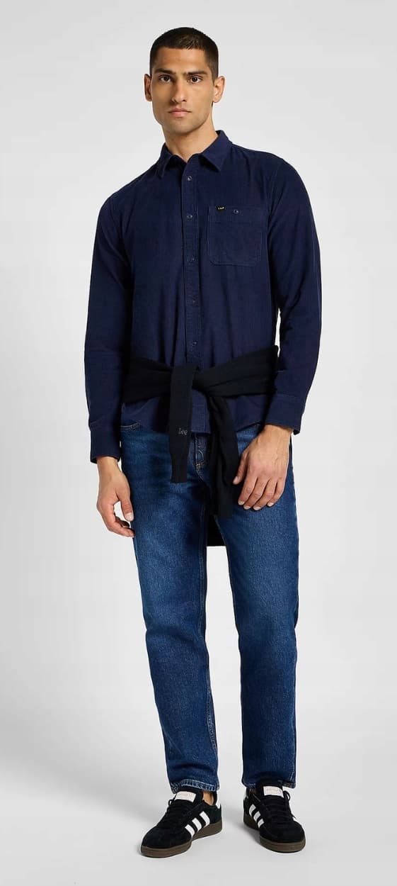Lee FRITIDSSKJORTA Real Indigo MANCHESTER MARINBLÅ BOMULLSKJORTA S
