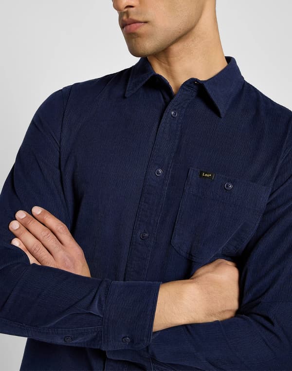 Lee FRITIDSSKJORTA Real Indigo MANCHESTER MARINBLÅ BOMULLSKJORTA S