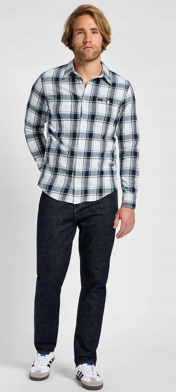 Lee LEESURE SHIRT Cloud Blue Cotton Checked Flannel -paita M