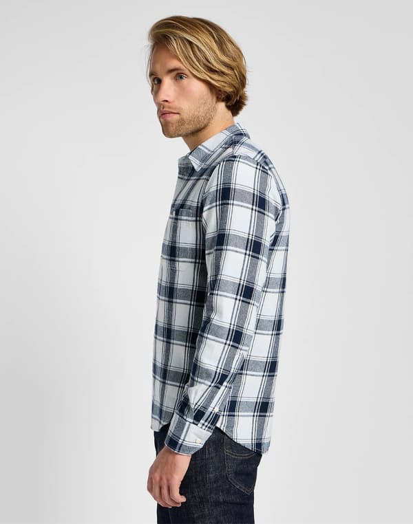 Lee LEESURE SHIRT Cloud Blue Cotton Checked Flannel -paita M
