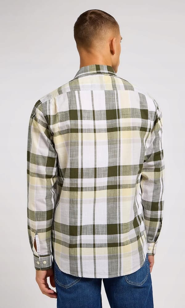Lee ARBETSKJORTA 2.0 Kale LÖS BOMULLSRUTIG SKJORTA RELAXED FIT L
