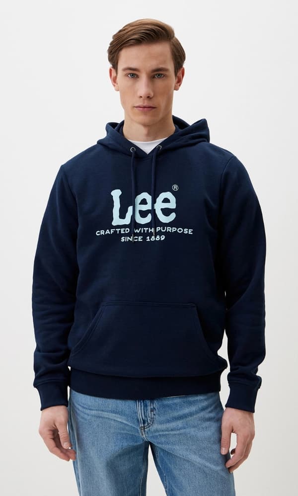 Lee LOGO HUPPARI Emperor Navy TUMMANSININEN HUPPARI M