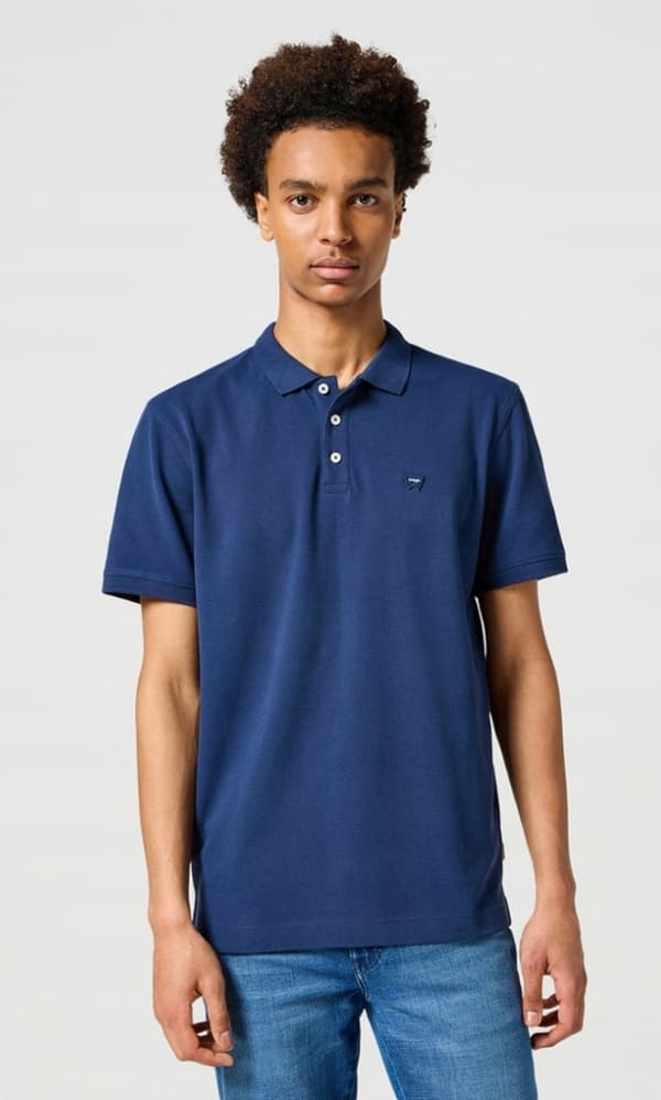 Wrangler SS POLO MARINEBLÅ MARINEBLÅ BOMULDSPOLO MED LOGO, NORMAL M