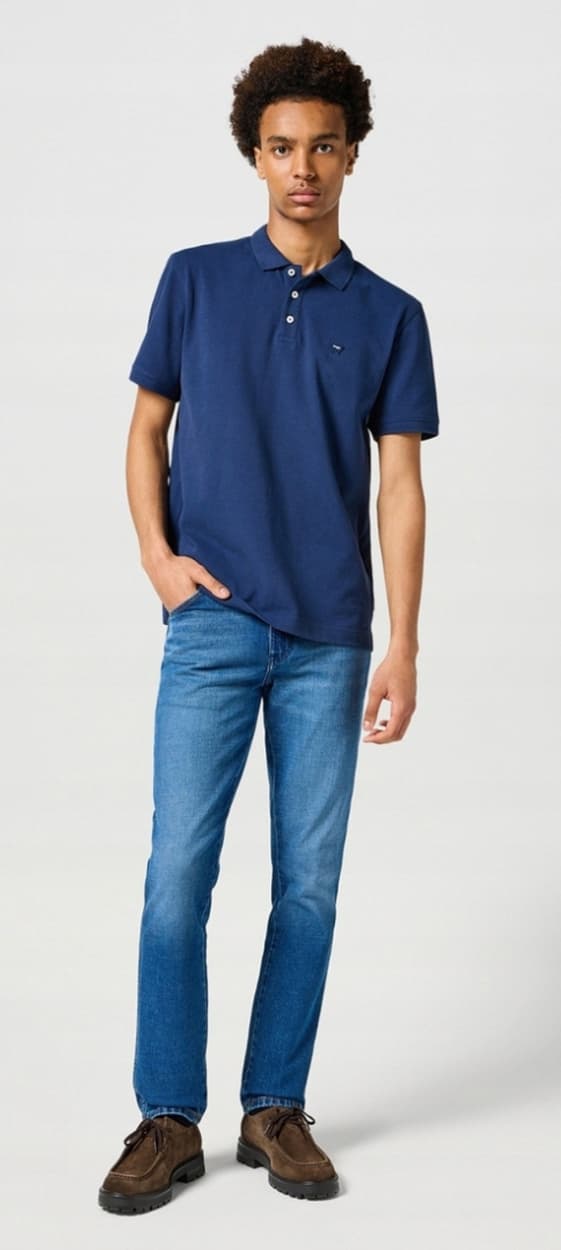Wrangler SS POLO MARINEBLÅ MARINEBLÅ BOMULDSPOLO MED LOGO, NORMAL M