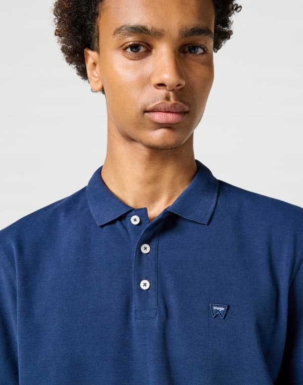 Wrangler SS POLO MARINEBLÅ MARINEBLÅ BOMULDSPOLO MED LOGO, NORMAL M