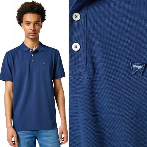 Wrangler SS POLO MARINEBLÅ MARINEBLÅ BOMULDSPOLO MED LOGO, NORMAL M