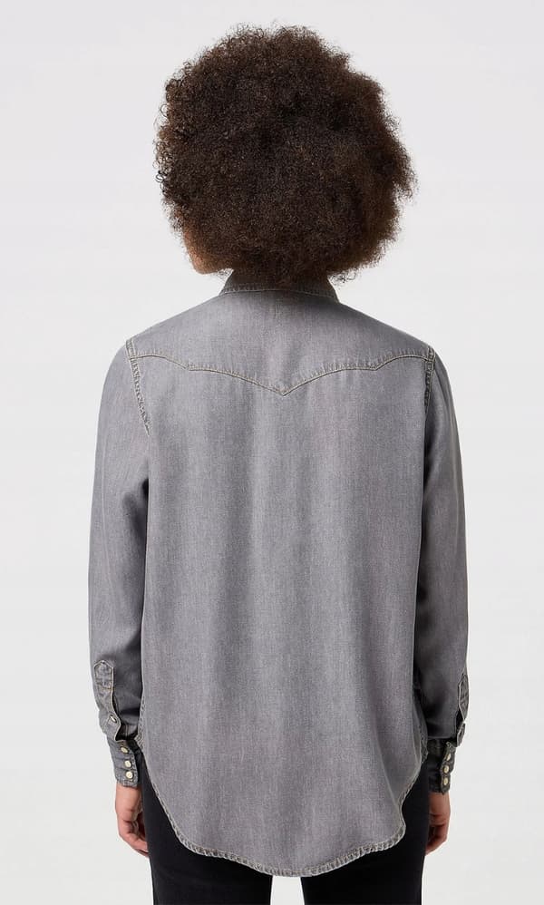 Wrangler NORMAL SKJORTA Oyster Grey JEANSGRÅ DAMJEANSSKJORTA XS