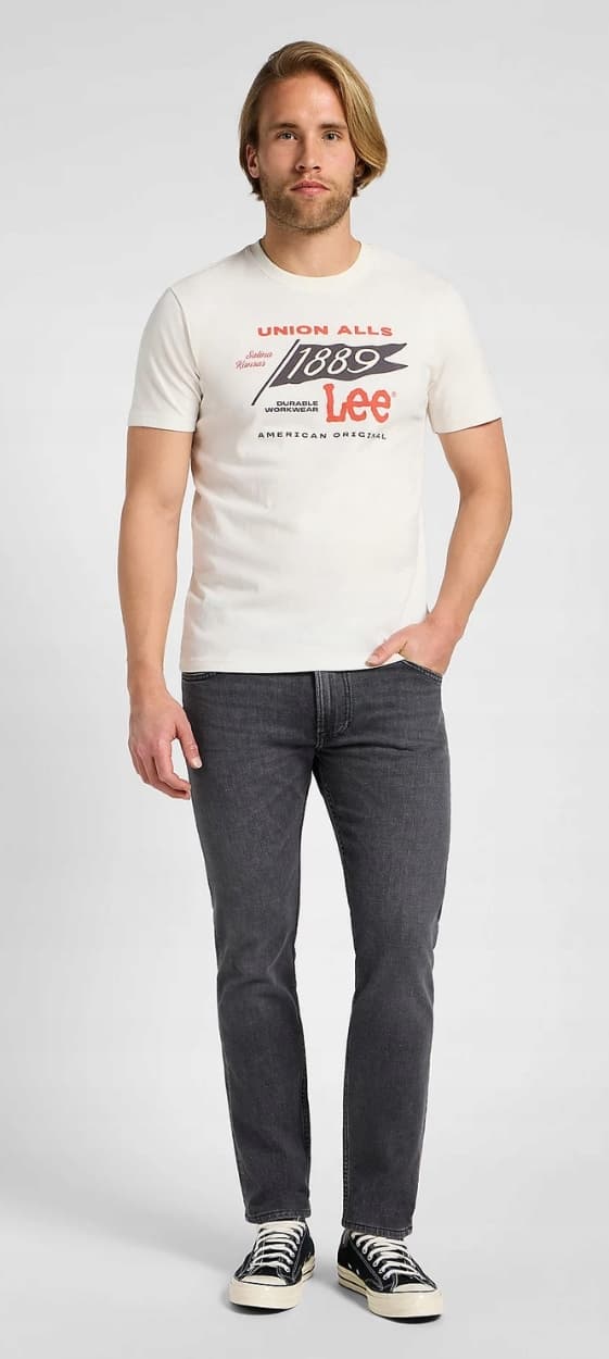 Lee FRONTIER T-SHIRT HVID BOMULDST-SHIRT MED LOGOPRINT XXL