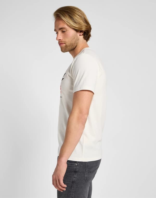 Lee FRONTIER T-SHIRT HVID BOMULDST-SHIRT MED LOGOPRINT XXL