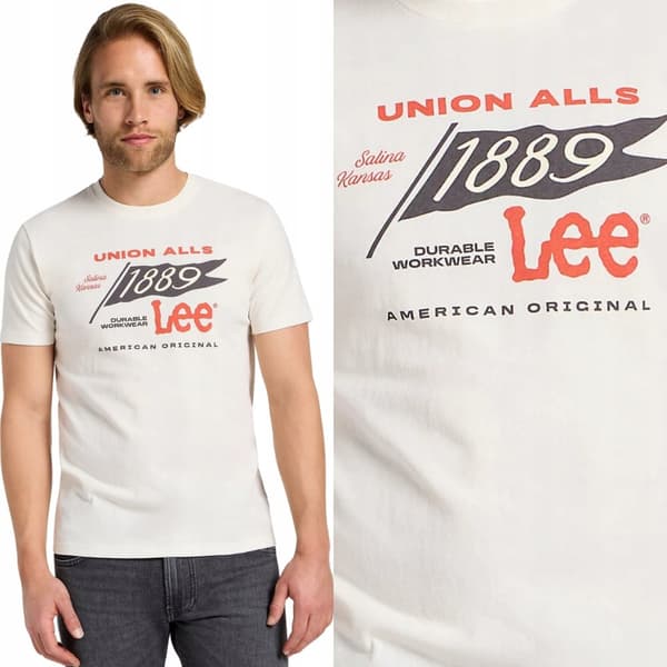 Lee FRONTIER T-SHIRT HVID BOMULDST-SHIRT MED LOGOPRINT XXL