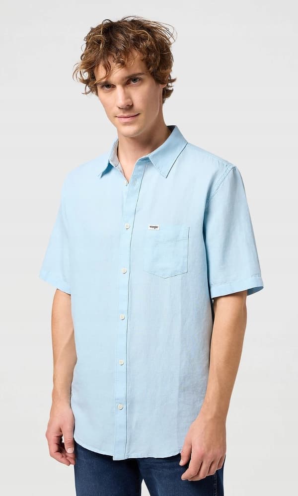 Wrangler SKJORTE MED 1 LOMME Dream Blue BLÅ HØRSKJORTE MED KORT ÆRM
