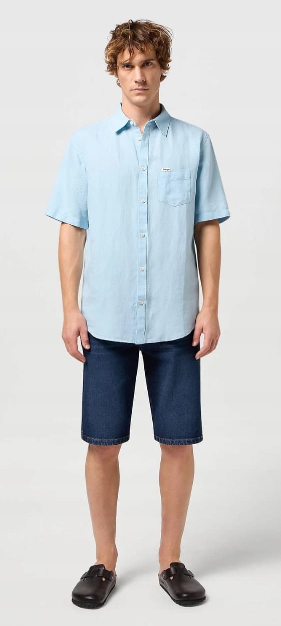 Wrangler SKJORTE MED 1 LOMME Dream Blue BLÅ HØRSKJORTE MED KORT ÆRM