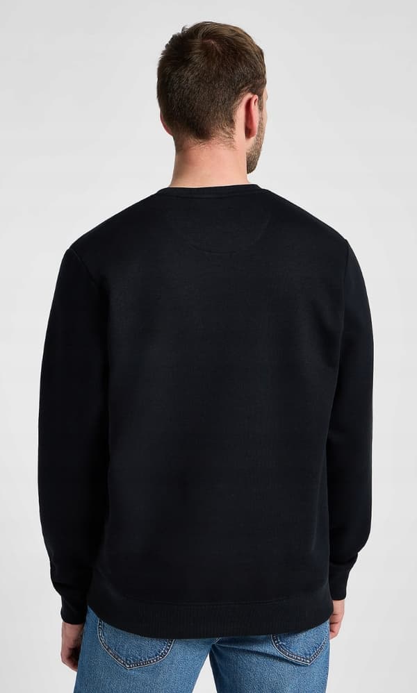 Lee LOGO CREW SWEAT Jet Black SVART SMALL LOGO SWEATSHIRT NORMAL PASSFORM XXL