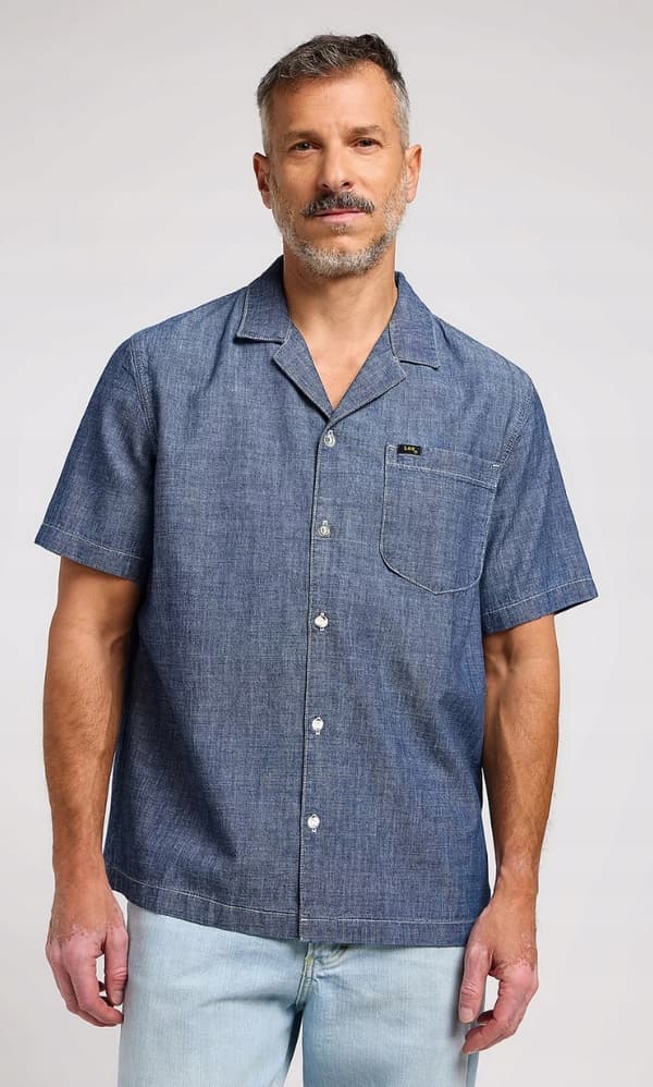 Lee 101 CAMP SHIRT PREMIUM LÖS KORTÄRMAD JEANSSKJORTA L