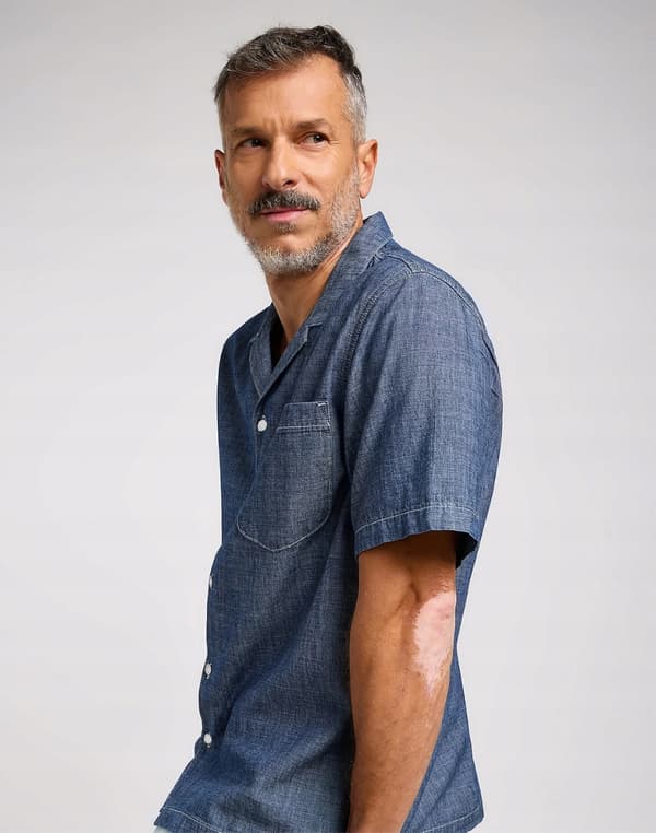 Lee 101 CAMP SHIRT PREMIUM LÖS KORTÄRMAD JEANSSKJORTA L