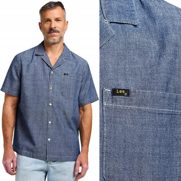 Lee 101 CAMP SHIRT PREMIUM LÖS KORTÄRMAD JEANSSKJORTA L