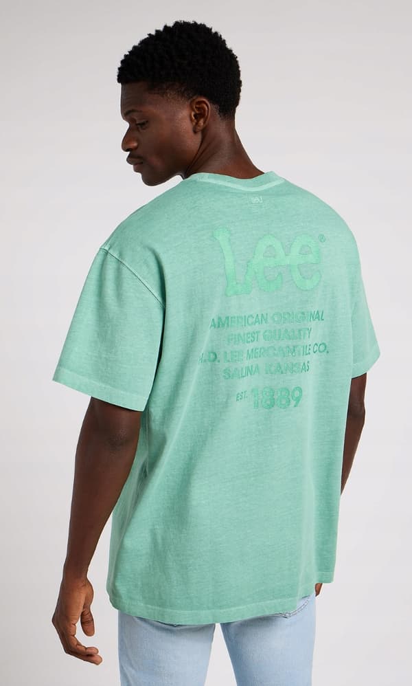 Lee LOGO LOOSE T-SHIRT MYCKET LOOSE GRÖN BOMULLST-SHIRT LOGO M