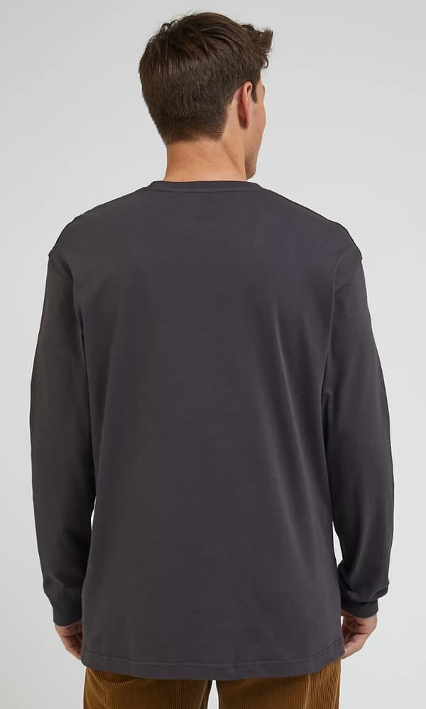 Lee LÅNGÄRMAD Tvättad LÖST SVART BOMULLST-SHIRT LÅNGÄRMAD LOGO M