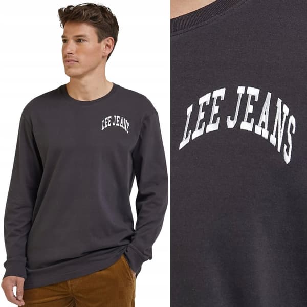 Lee LÅNGÄRMAD Tvättad LÖST SVART BOMULLST-SHIRT LÅNGÄRMAD LOGO M