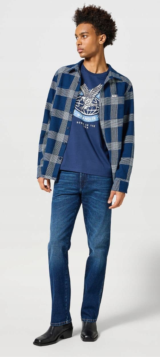 Wrangler AMERICANA T-SHIRT MØRKEBLÅ T-SHIRT MED BOMULD, PRINT XXL