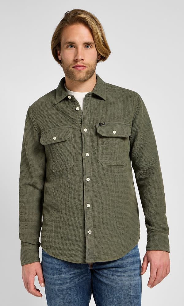 Lee UTILITY SKJORTE Mercantile Green GRØN BOMULDSKJORTE REGULAR XXL