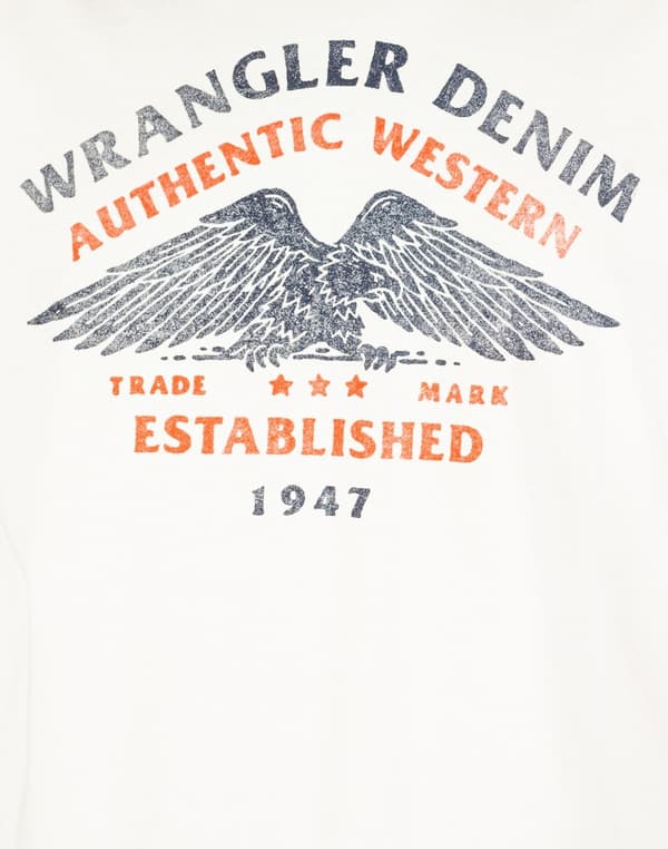 Wrangler AMERICANA T-SHIRT Vintage VIT T-SHIRT MED BOMULLST-SHIRT MED MÖNSTER