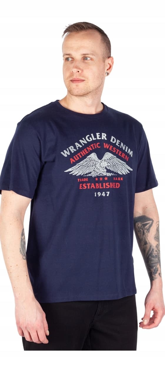 Wrangler AMERICANA T-PAITA LAIVASTI PUUVILLAINEN T-PAITA KUVIOLLA XXL