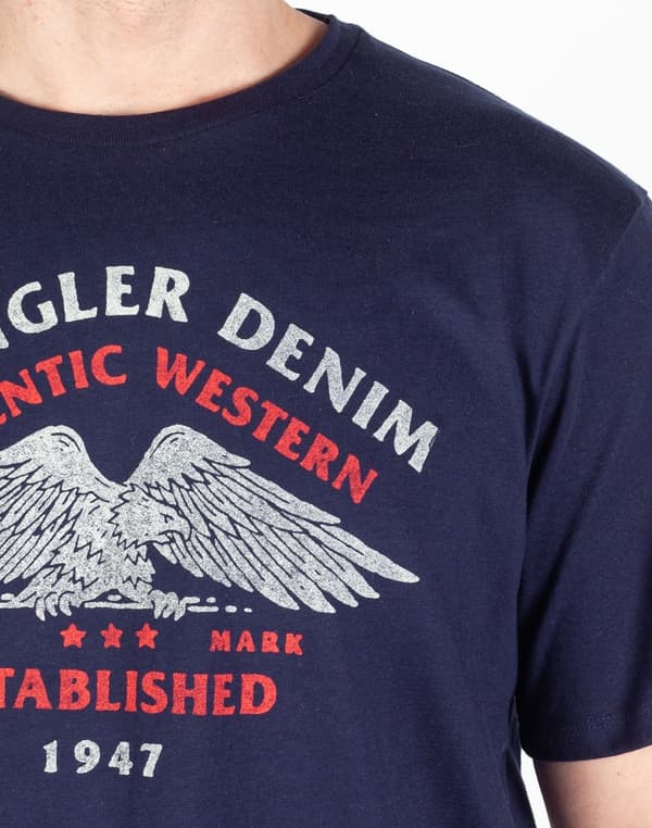 Wrangler AMERICANA T-PAITA LAIVASTI PUUVILLAINEN T-PAITA KUVIOLLA XXL