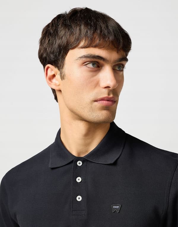 Wrangler POLOSHIRT Sort SORT BOMULDSPOLOSHIRT MED LILLE LOGO, NORMAL M