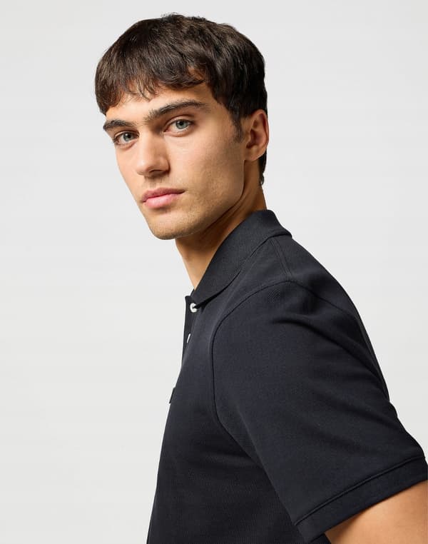 Wrangler POLOSHIRT Sort SORT BOMULDSPOLOSHIRT MED LILLE LOGO, NORMAL M