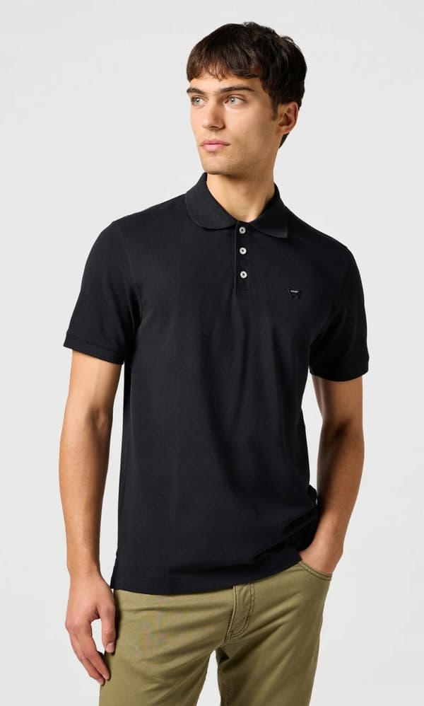 Wrangler POLOSHIRT Sort SORT BOMULDSPOLOSHIRT MED LILLE LOGO, NORMAL M