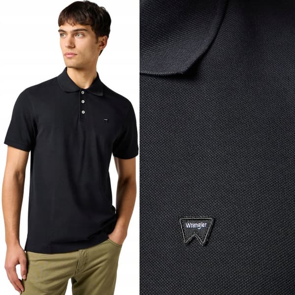 Wrangler POLOSHIRT Sort SORT BOMULDSPOLOSHIRT MED LILLE LOGO, NORMAL M