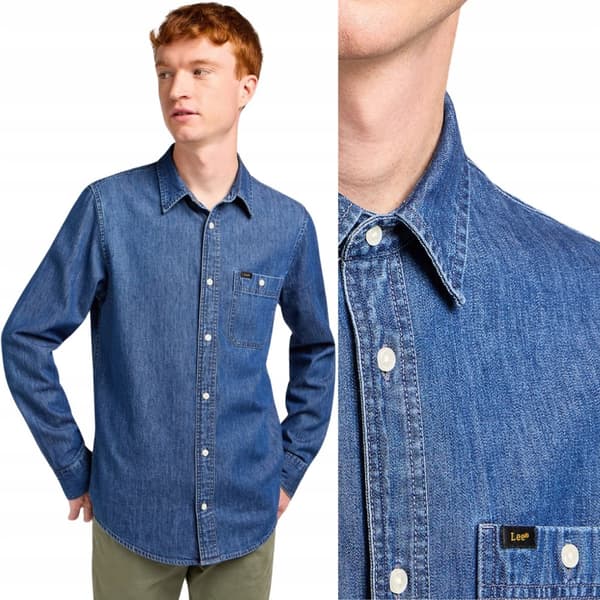 Lee FRITIDSSKJORTA Heirloom JEANSSKJORTA TUNN MÖRK JEANS NORMAL L