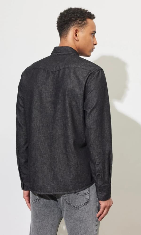 Lee REGULAR WESTERN SKJORTA Tvättad Svart JEANSSKJORTA GRAFIT DENIM M