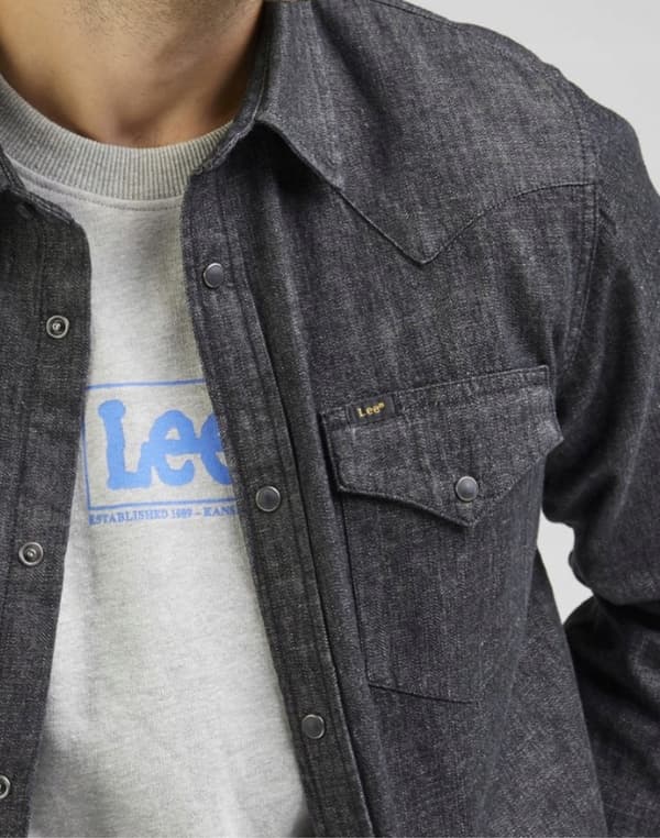 Lee REGULAR WESTERN SKJORTA Tvättad Svart JEANSSKJORTA GRAFIT DENIM M
