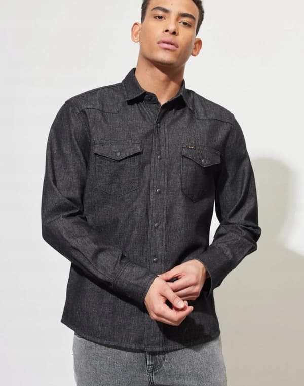 Lee REGULAR WESTERN SKJORTA Tvättad Svart JEANSSKJORTA GRAFIT DENIM M