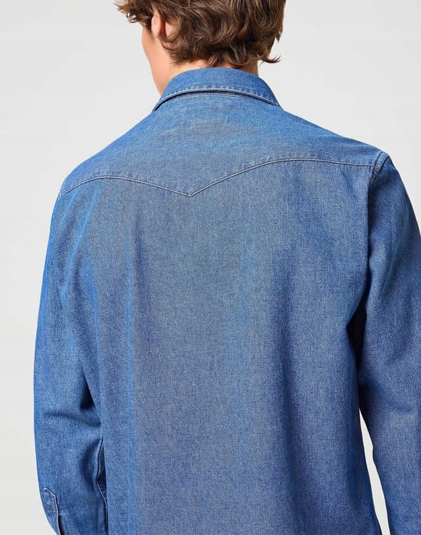 Wrangler LS WESTERN SHIRT Barrel Blue JEANSSKJORTA REGULAR M