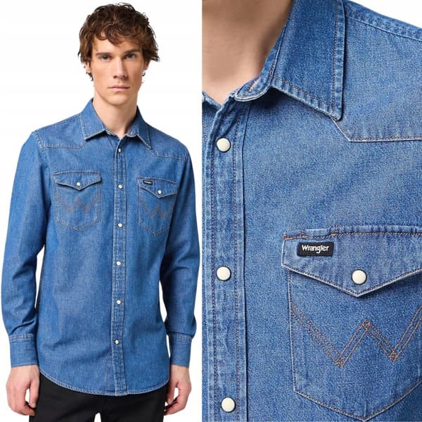 Wrangler LS WESTERN SHIRT Barrel Blue JEANSSKJORTA REGULAR S