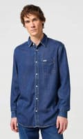 Miniatyrbild 3 av 7: Wrangler 1-FICKASKJORTA Dark Stone JEANSKJORTA NORMAL L