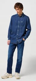 Miniatyrbild 5 av 7: Wrangler 1-FICKASKJORTA Dark Stone JEANSKJORTA NORMAL L