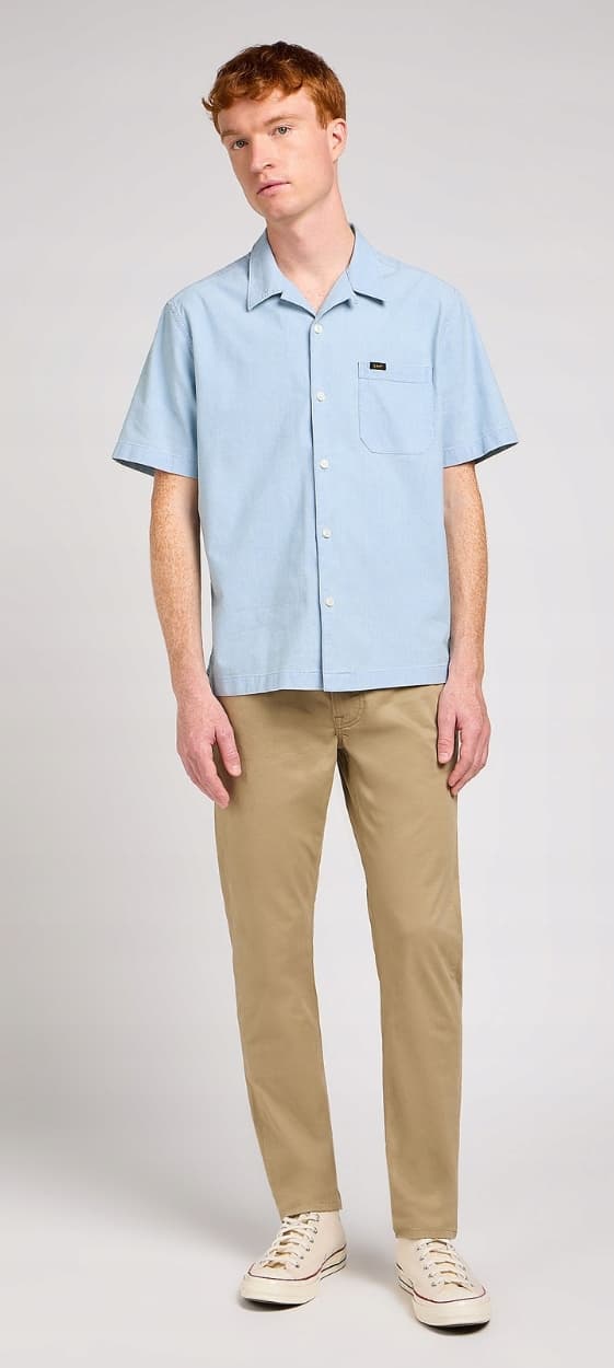 Lee RESORT-PAITA Chambray LOOSE VAALEANSININEN LYHYTHIHAINEN PAITA L