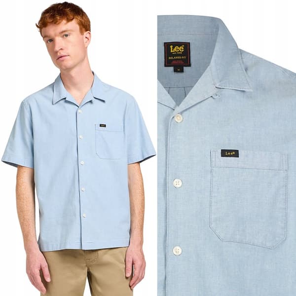 Lee RESORT-PAITA Chambray LOOSE VAALEANSININEN LYHYTHIHAINEN PAITA L