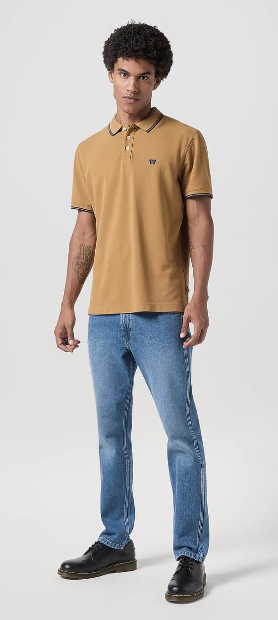 Wrangler POLOSHIRT Dijon BRUN BOMULDSPOLOSHIRT LOGO NORMAL M