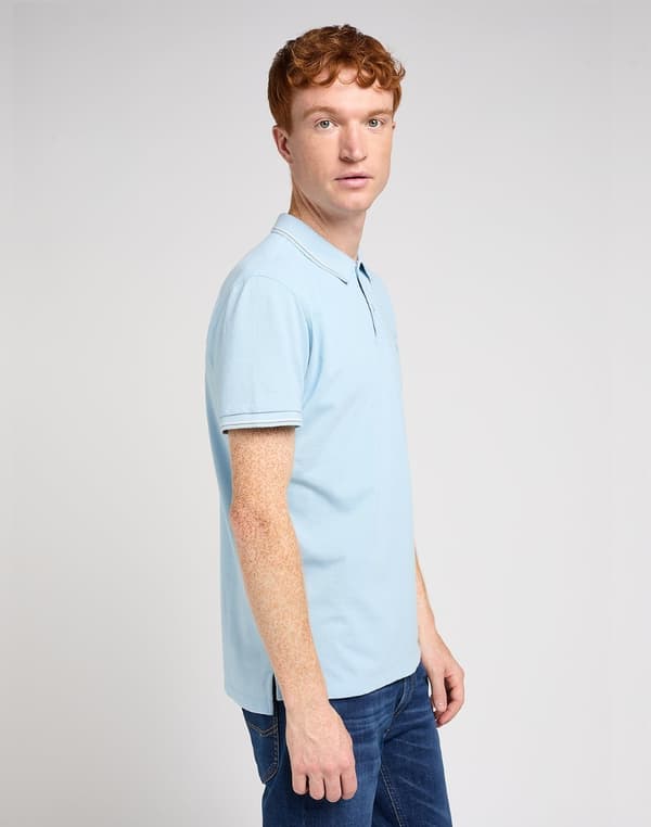 Lee PIQUE POLO -paita, meleeratunsininen, sininen, logolla varustettu puuvillapaita, normaali istuvuus, M