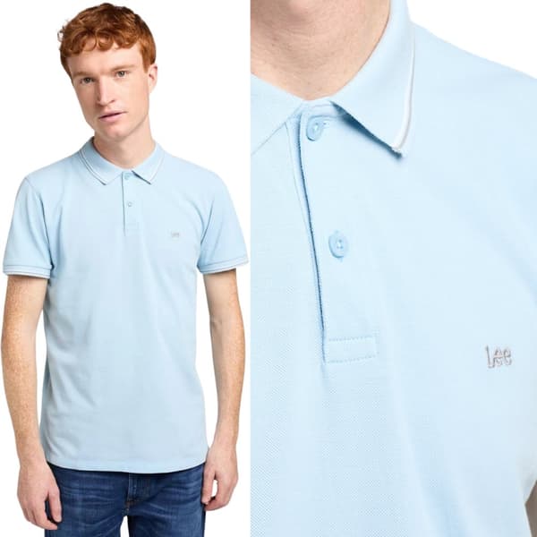 Lee PIQUE POLO -paita, meleeratunsininen, sininen, logolla varustettu puuvillapaita, normaali istuvuus, M