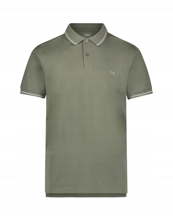 Lee PIQUE POLO Fort Green GRÖN PIQUE POLO LOGOTYP BOMULL NORMAL PASSFORM XL