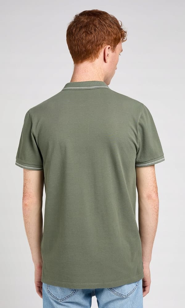 Lee PIQUE POLO Fort Green GRÖN PIQUE POLO LOGOTYP BOMULL NORMAL PASSFORM L