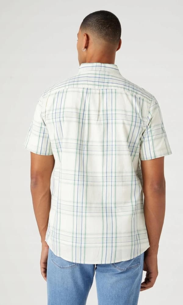 Wrangler 1 PKT SKJORTA Captains Blue RUTIG SKJORTA KORTÄRMAD REGULAR M